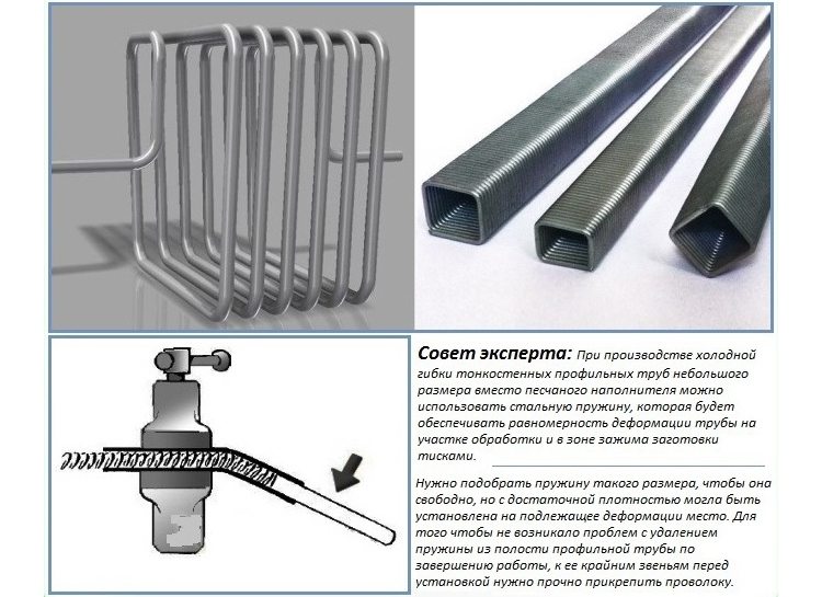 Изгиб тонкостенной трубы небольшого размера с использованием пружины