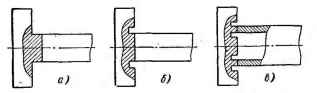 Рис. 56. Подготовка плоской детали перед сваркой Т-образного соединения пластины со стержнем (а и б) и с трубой (в)