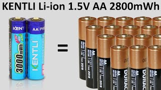 🤖Супер батарейки литий-ионные аккумуляторы KENTLI Li-ion 1.5V AA 2800mWh: тест, обзор - купить